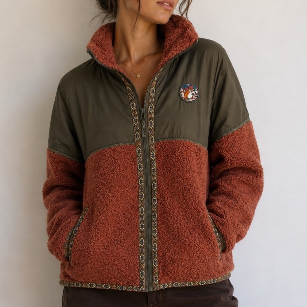 Buc-ee's Sherpa Fleece Jacket Medium Southwest Western Cozy Full Zip